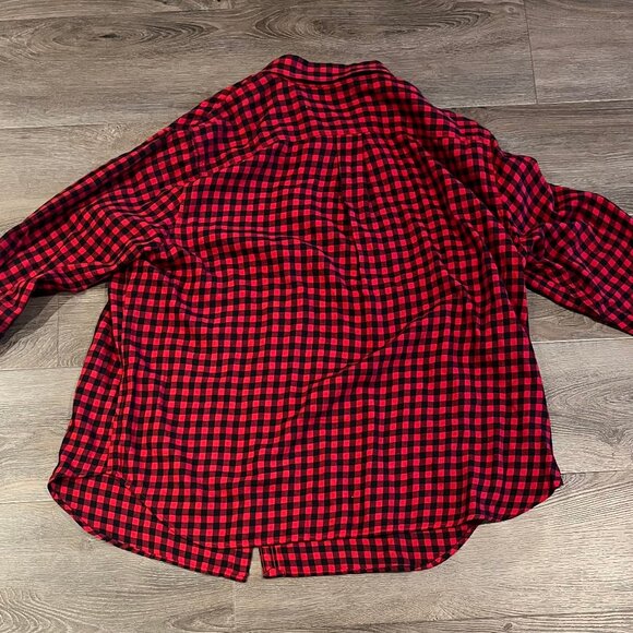 Chaps Women Flannel Plaid Long Sleeve Pockets Button-Up Shirt Red Size 2XL - Picture 3 of 3